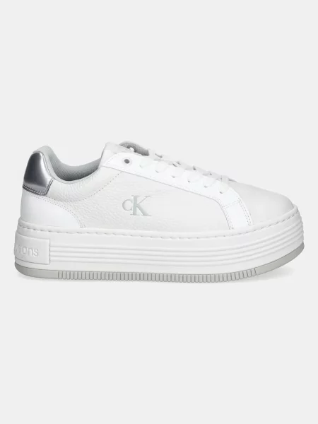 Sneakerși Calvin Klein Jeans din dantelă alb