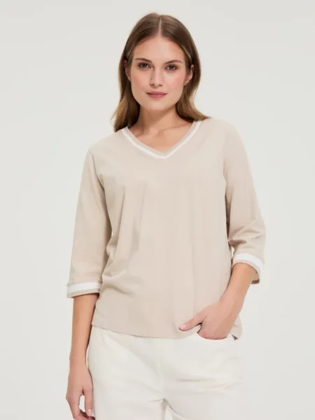 Tricou cu mânecă lungă Marisse cu mâneci lungi alb