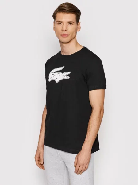Tričko LACOSTE Print Crocodile Tee Black M černé