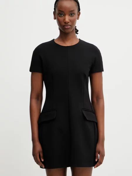 Sportmax Spxmito rochie simplă cu vâscoză neagră