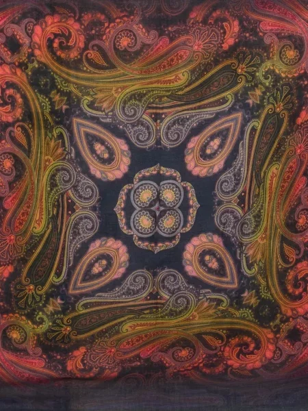 Fular Etro cu imagine cu model paisley albastru