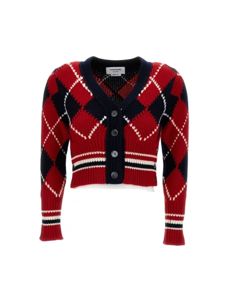 Wielobarwność kardigan Thom Browne wełniany z dekoltem w serek