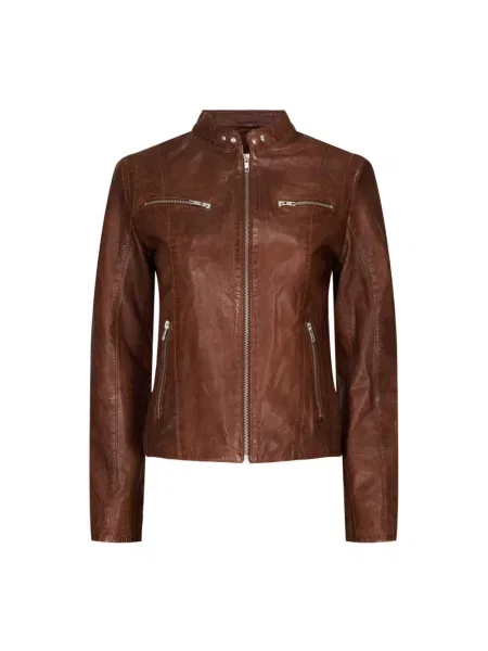 Kurtka skórzana Btfcph brązowa