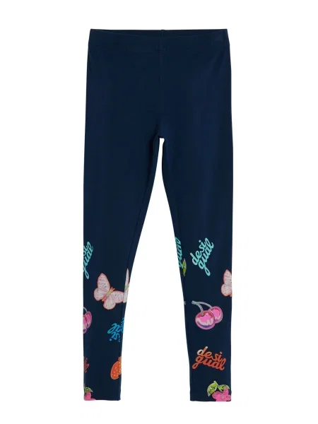 Desigual Leggings bleumarin / jad / portocaliu homar / roz verde