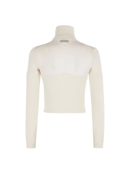 Dzianinowy sweter z golfem Elisabetta Franchi z logo do golfa biały