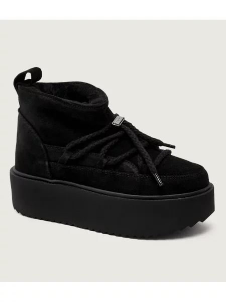 Inuikii cizme de zapada din piele intoarsa Classic Low Platform negru