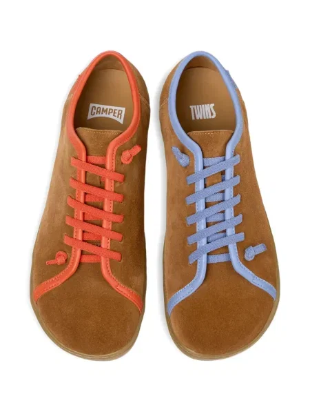 Sneakerși Camper cu șireturi din piele de căprioară maro