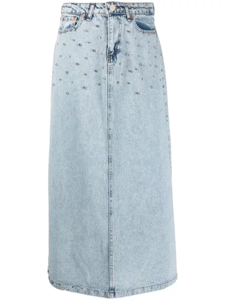 Fustă din denim Ana Radu de cristal până la genunchi albastru