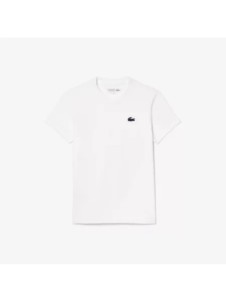 Lacoste Sport Koszulka Z Dżerseju Z Organicznej Bawełny biała