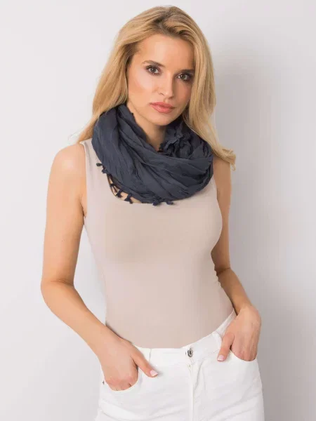Fular Fashionhunters cu franjuri gri