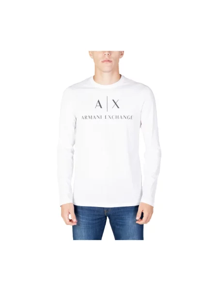 Bluzka z długim rękawem Armani Exchange z logo biała