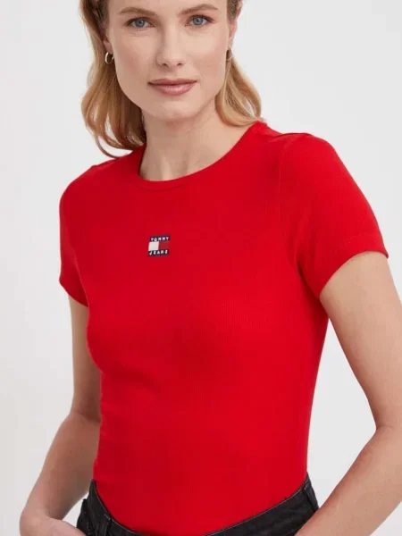 Tommy Jeans tricou femei rosu albastru