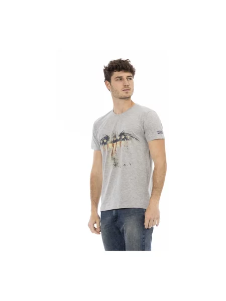 Koszulka Trussardi casual z okrągłym dekoltem szara
