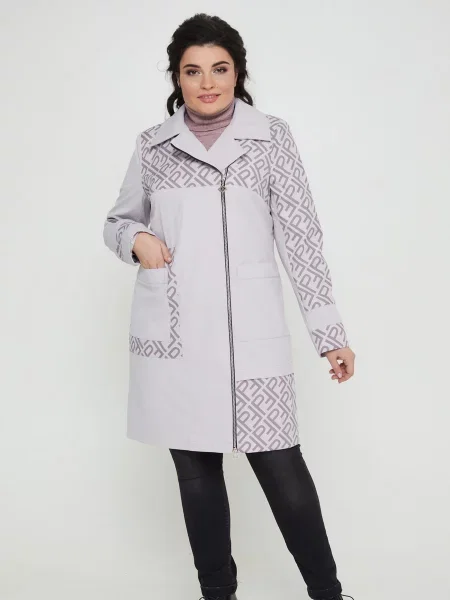 Плащ All Posa світло-сірий/меланж текстиль сірий