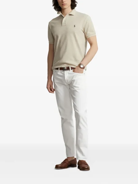 Πλεκτή μακρύς φόρεμα σε στυλ πουκάμισου Polo Ralph Lauren με halter λαιμόκοψη λευκό