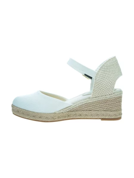 Espadrile Tommy Hilfiger cu pană cu vârf închis din piele alb