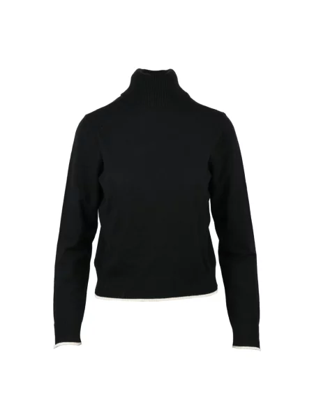 Lniany sweter z golfem Seventy czarny