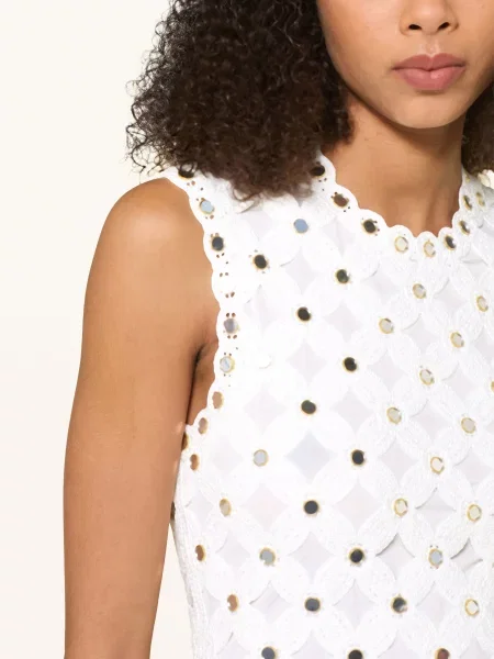 Maje Sukienka Koktajlowa Z Koronki weiss biała