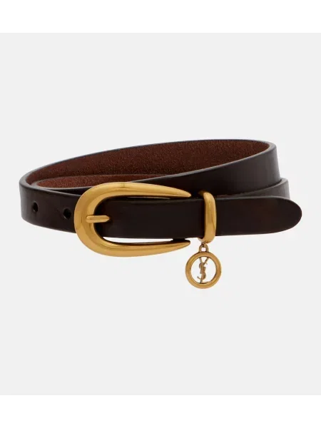 Cu centură curea Saint Laurent din piele maro