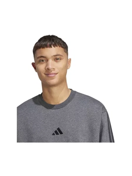 Fleecová pruhovaná fleecová mikina Adidas černá