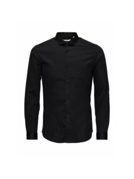 Jack & Jones Koszule Mężczyzna M Satyna Satinowa Koszula czarny