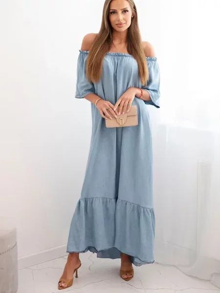 Sukienka jeansowa Kesi Włoski z krótkim rękawem