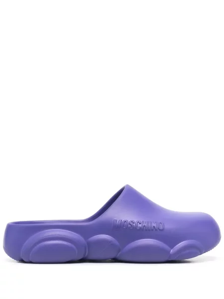Papuci tip mules Moschino cu autograf violet