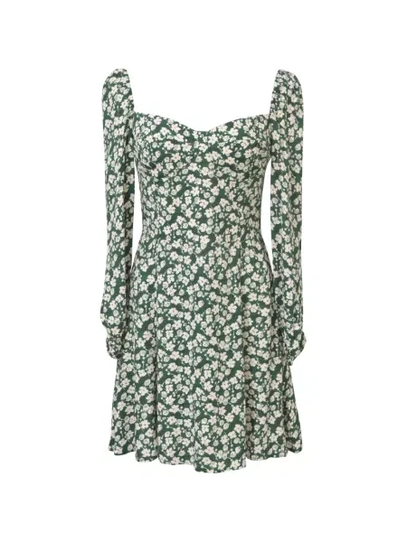 Rochie Reformation cu model floral cu imagine verde