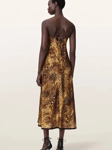 AllSaints rochie din vâscoză CLAIRE galben