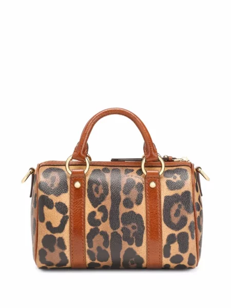 Kožená leopardí kožená taška Dolce & Gabbana s potiskem hnědá