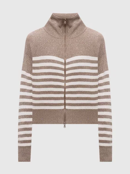 Кардиган Brunello Cucinelli в полоску коричневый