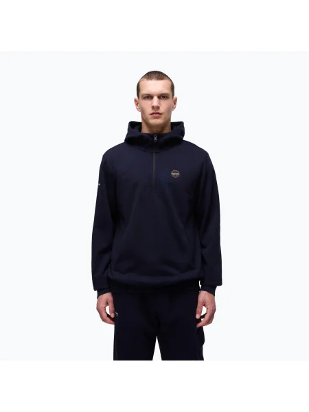 Мъжки суитчър Napapijri B-Badge Half Zip с качулка blu marine синьо