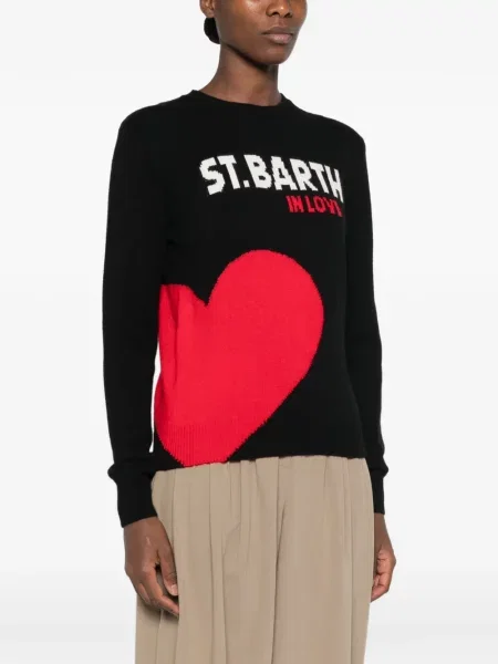 Pulover Mc2 Saint Barth cu motiv cu inimi negru