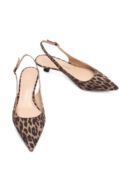 Pantofi cu toc Stuart Weitzman cu imagine cu model leopard slingback maro