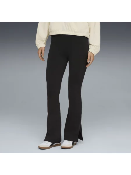 Rozkloszowane legginsy HER z wysokim stanem czarne