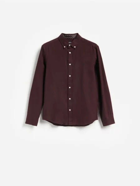 Reserved koszula slim fit mahoniowy