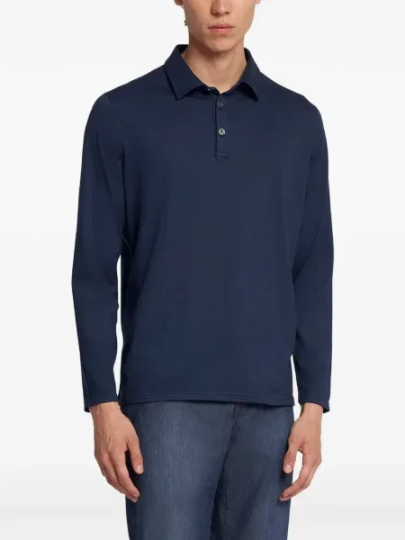 Lung tricou polo Kiton albastru