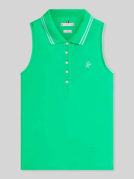 Koszulka polo o kroju slim fit z mieszanki bawełny Tommy Hilfiger zielona