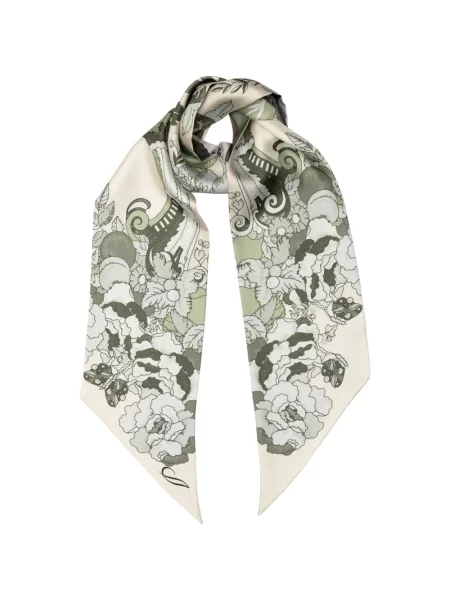 Fular Elizabetta de mătase cu model floral cu imagine verde