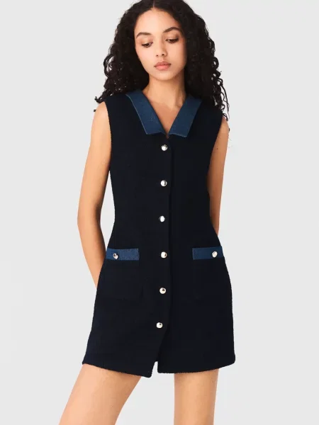 Твідова сукня Maje синя