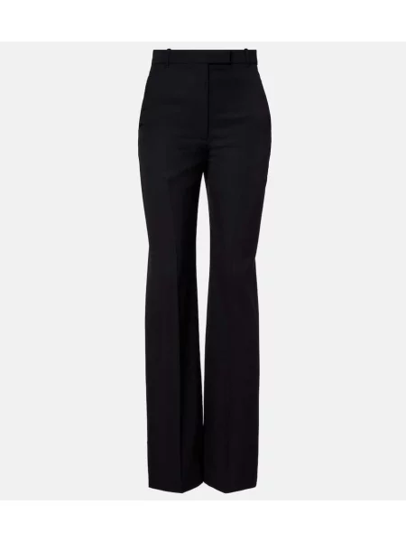 Pantaloni Mcqueen cu talie înaltă de lână negru