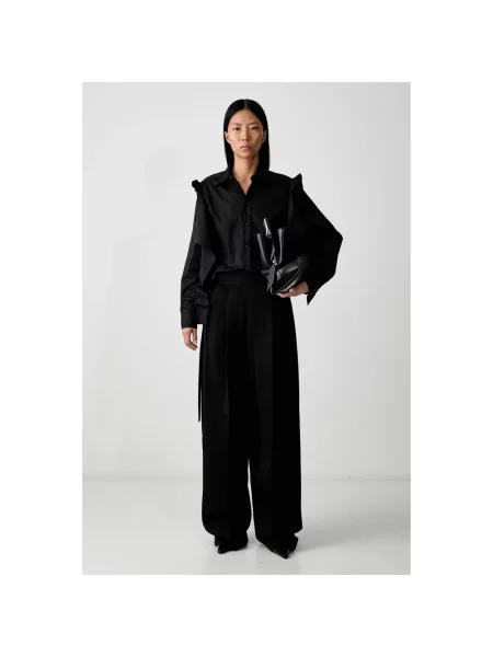 Lniane spodnie Sportmax czarne