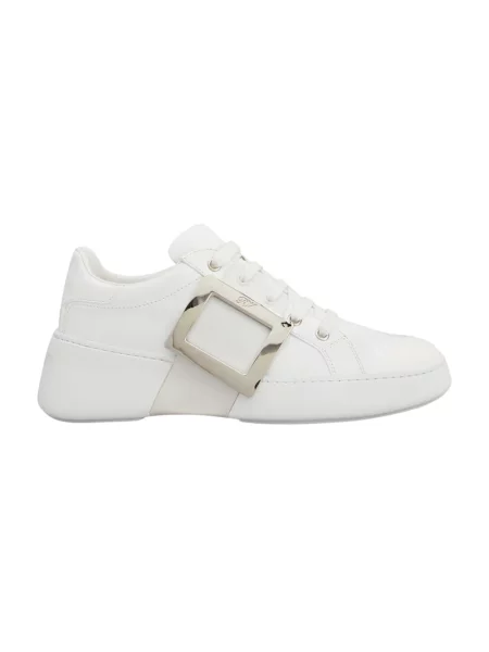Sneakersy Roger Vivier skórzane na sprzączkę białe