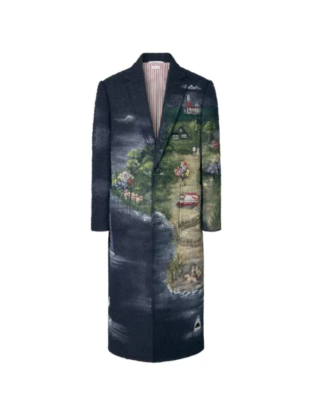 Bouclé palton Thom Browne albastru
