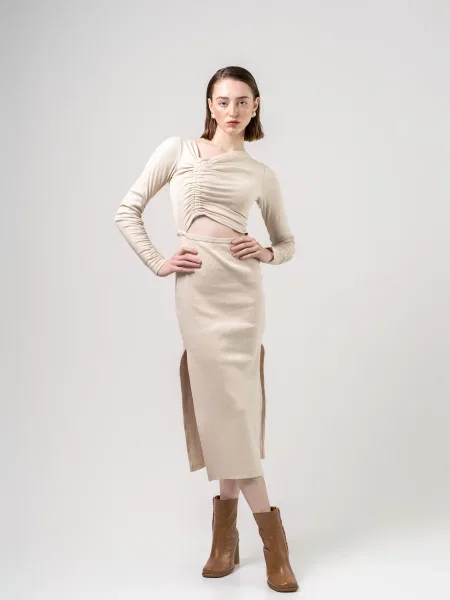 Сукня міді Seven Eleven бавона/спандекс бежевий