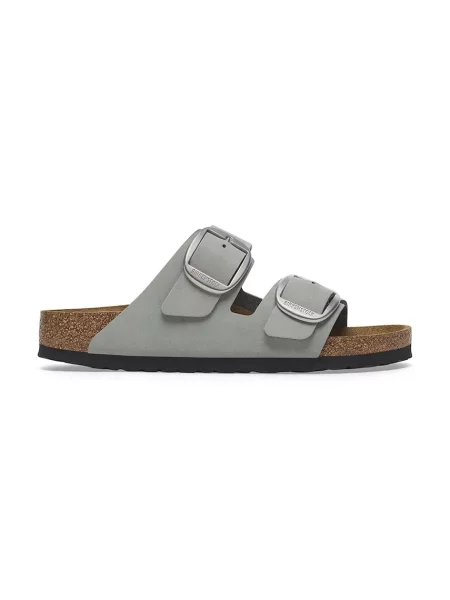 Klapki Birkenstock skórzane na sprzączkę zielone