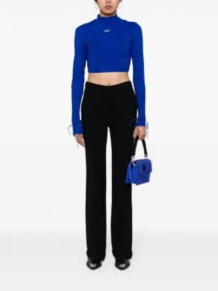Top koronkowy Off-white sznurowany koronkowy biały