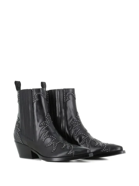 Botine Sartore din piele cu tepi negru