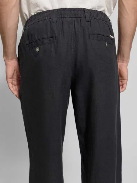 Spodnie lniane z wpuszczanymi model KARL LAWRENCE' Jack & Jones Premium czarne