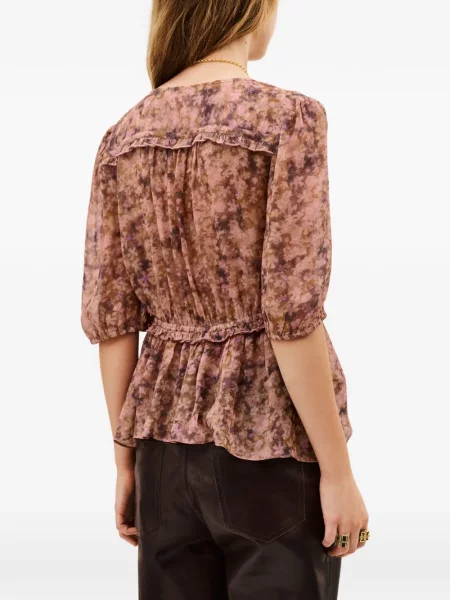 Top Ba&sh cu model floral cu imagine roz